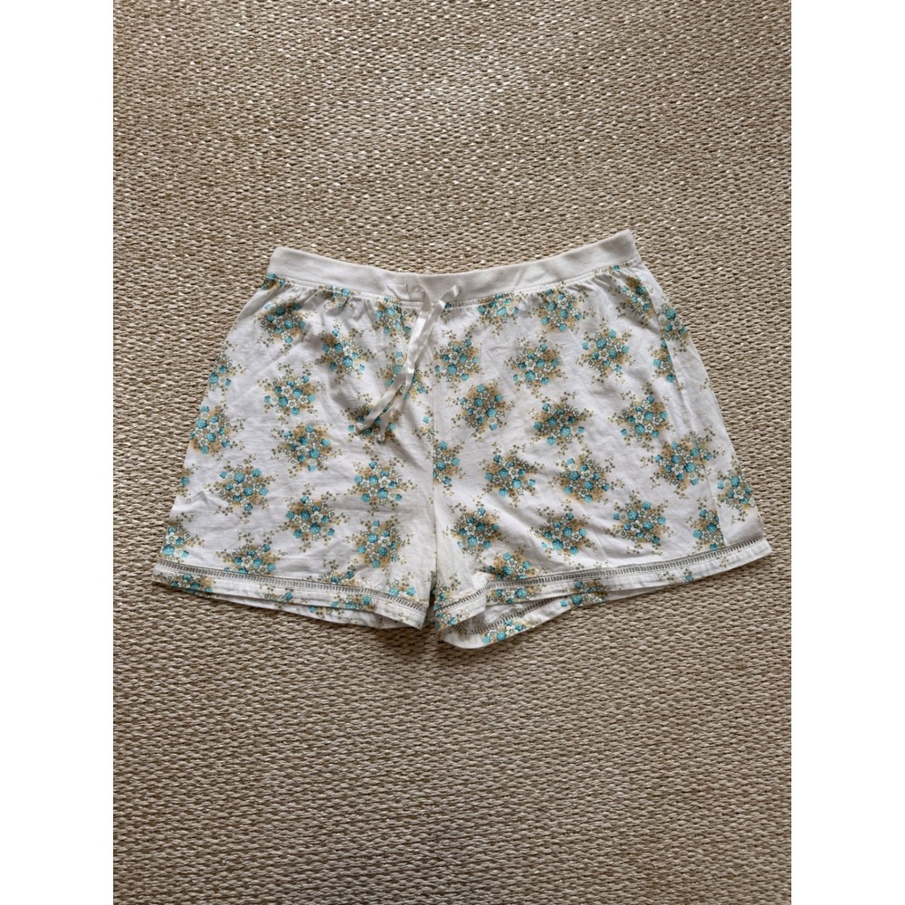 Vintage Cherokee Sleepwear XL Floral Cotton Pajama Shorts Lace Trim cottagecore‎